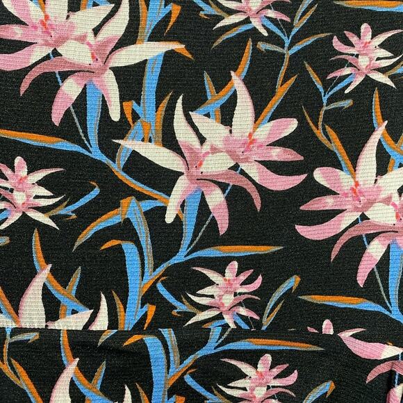 Diane Von Furstenberg Floral Off the Shoulder Ruched Dress Black Size Medium - Picture 3 of 8